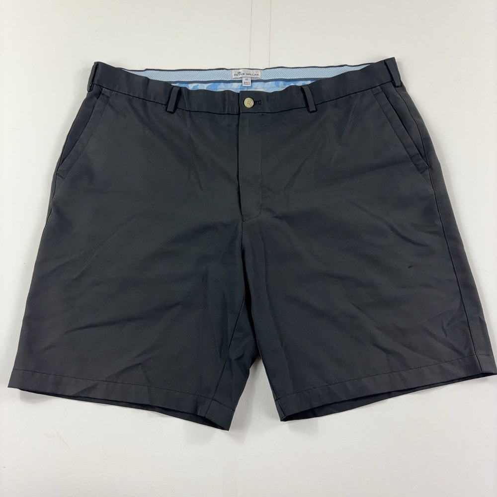 Peter Millar Salem Shorts Mens 40 Black Crown Crafted Chino Flat Front 9 Inseam